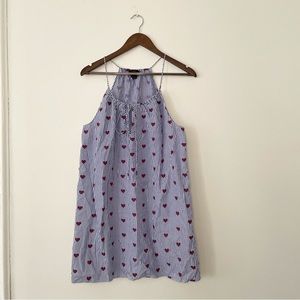 J. Crew Medium Blue & White Striped Halter Neck Linen Dress